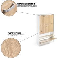 Mínimalista Diseño de Puerta Oscilobatiente 6 Baldas para 28 Zapatos Estructura Blanco/Taupe - details 3