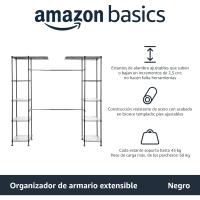 Sistema organizador de armario extensible, 57-80''L x 14''W x 72''H, Bronce - details 6