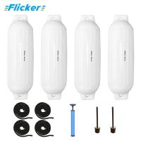 Guardabarros para barcos, paquete de 4 parachoques acanalados con ojos gemelos para acoplamiento, viene con cuerdas y bomba para inflar, modelo de un solo color - details 1