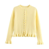 TRAFZA-suéter informal elegante y cálido con una hilera de botones para mujer, cárdigan de manga larga de punto decorativo apilado a la moda de primavera - details 2