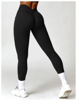 Mallas de Yoga con espalda en V para mujer, Leggings de cintura alta, levantamiento de cadera, melocotón miel, deportes - details 15