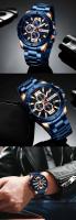 Reloj CURREN 8336 de lujo de primera calidad para hombre, de cuarzo, moderno, único, con calendario, resistente al agua, correa de acero inoxidable, dorado, azul y negro - details 6