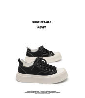 Nuevo blanco y negro suela de muffin zapatos de galleta casual zapatos de junta suela gruesa aumento - details 5
