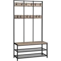 Perchero Grande Industrial Mueble de Entrada con 12 Ganchos y Banco para Zapatos - details 9