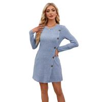 Vestidos de punto de manga larga de moda otoñal para mujer, vestido ajustado de color sólido para dama - details 1