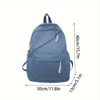 Mochila escolar de color sólido para estudiantes, mochila de moda informal para estudiantes universitarios y de secundaria. - details 0