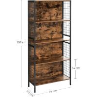 Estantería de 4 Niveles, Estantería Decorativa, para Libros, CD, Carpetas, Ganchos en S, para Salón, - details 1