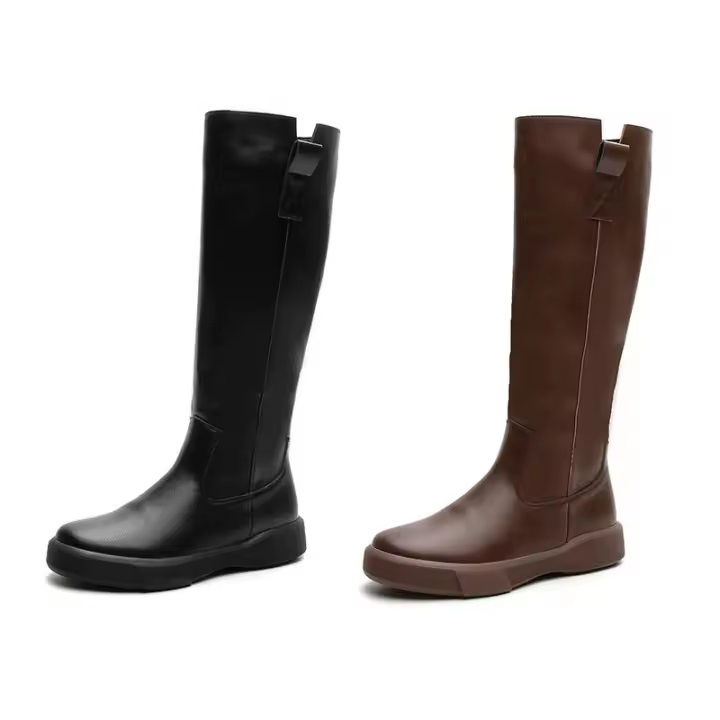 Niños pero botas de caballero hasta la rodilla botas de otoño e invierno de terciopelo con suela gruesa botas altas versátiles. - 1