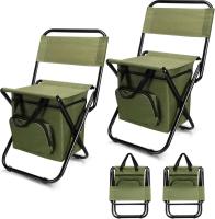 Banco de pesca desmontable, silla plegable portátil para acampar en la playa con bolsa refrigerada, respaldo ligero para exteriores - details 0