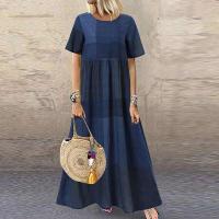 Dre plisado para mujer, Dre largo estampado, túnica de manga 3/4, otoño y verano, - details 27