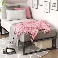 Cama 135x190 cm - Altura 36 cm con almacenamiento debajo de la cama - Estructura de cama de plataforma de metal - Blanco - details 27