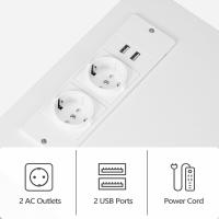 Estación de carga, mesa auxiliar con puertos USB y enchufes, mesa auxiliar para espacios pequeños, para dormitorio, salón blanco - details 6