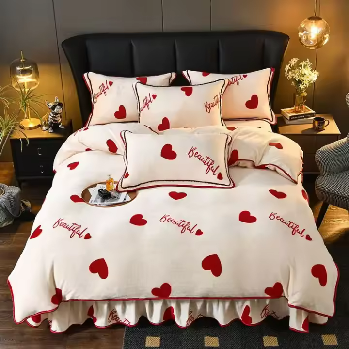 Seta de Cama de Lujo con Estampado Geométrico de Mink Cashmere Duarte de Terciopelo Cálido para Invierno Tamaño King 220x240 - 1