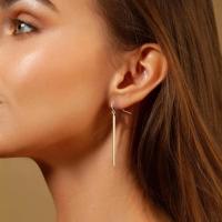 Pendientes de Palo Geométrico de Estilo Punk de 14K Oro-Plata Largos y Gruesos para Mujeres - details 6