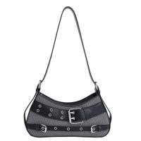 Bolso de mano a la moda Y2K, bolso para axila con remaches, bolso de hombro para chica picante, bolso cruzado Retro con hebilla de cinturón para niñas - details 4