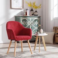 Silla de Comedor Estilo Vintage Juego de 1, Silla Cocina, Silla Nordica con Respaldo y Reposabrazos, Tela Pana, Estructura de Madera, Sillas para Tocador, Escritorio, Crema, EZS26cm-1 - details 66