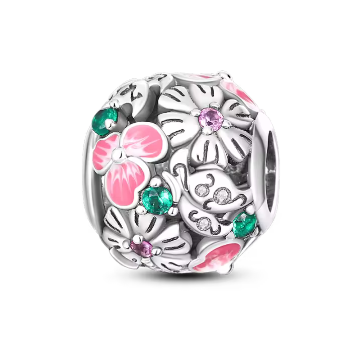 Dijes de la serie Floral en plata de ley 100% auténtica para mujer, joyería fina, pulsera y brazaletes de cumpleaños, material: metal principal - 1