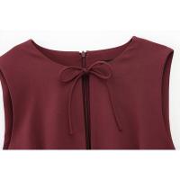 BUNO-Vestidos de fiesta de noche elegantes de primavera para mujer, dobladillo ancho ondulado, lazo decorado, liso, sin mangas, cuello redondo, vestidos de moda - details 34