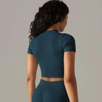 Hamidou-Camiseta deportiva con cremallera para mujer, Top elástico ajustado y transpirable, ropa deportiva para gimnasio, correr y Yoga - details 25