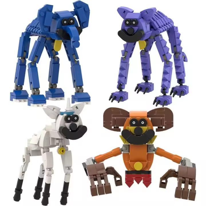 Juego de bloques de construcción Smiling Criter, 4 Uds., juego de terror, modelo, bonito Kit de ladrillos de animales coleccionables - 1