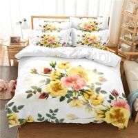 Juego de cama de flores 3d para el Día de San Valentín, funda de edredón de lujo con corazón rosa y amor, de tamaño doble - details 4