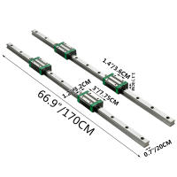 SucceBuy 3 rieles lineales de 0,78 a 66 pulgadas, incluye 4 bloques de rodamientos HSR20, rieles deslizantes de movimiento lineal para enrutadores CNC, tornos, molinos, se adapta al eje X Y Z - details 1