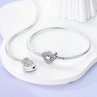 Pulsera con dije de circón en forma de corazón de amor eterno de Plata de Ley 925, dijes de cuentas, colgantes, joyería fina para mujeres y niñas - details 2
