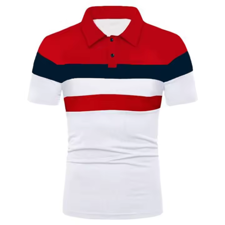 Polo de golf a rayas para hombre, camiseta de manga corta con solapa, ropa deportiva transpirable, camisetas de verano - 1