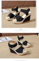 Sandalias de cuña con punta abierta para mujer, zapatos de plataforma con tira trasera, elegantes e informales - details 5