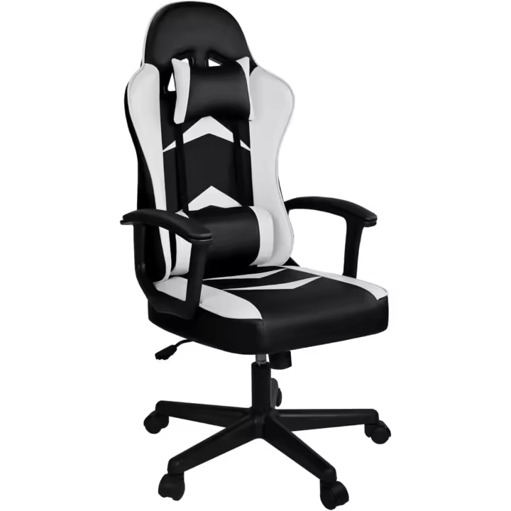 Silla de Juegos Giratoria 360° Alto Acolchado Reposabrazos Ruedas Muebles y Organización - 1