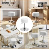 Taburete de Maquillaje Redondo Pequeño Giratorio de Altura Ajustable Taburete Bar Bajo PU para Tocador, Dormitorio, Oficina en Casa y Salón Blanco, BH14ws-1 - details 5