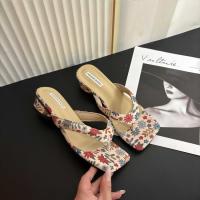 Estilo nacional nuevo verano hermoso desgaste exterior zapatillas versátiles pellizcar falda Internet celebridad antideslizante chanclas moda francesa mujeres - details 8