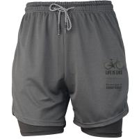 Pantalones cortos de entrenamiento para hombre 2 en 1 de doble capa de secado rápido para correr, Fitness, ropa activa atlética, estilo de patrón de camuflaje - details 7