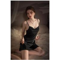 Camisón de Verano para Mujer Sin Espalda, Cuello Oscilante, Seda de Hielo, Pijama de Moda Grande, Sexy con Tirantes Finos - details 33