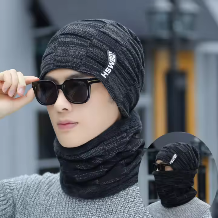 Gorro Multicolor para ciclismo a prueba de viento, jersey de felpa grueso, sombrero, bufanda, traje para esquiar al aire libre, gorro tejido para hombres y mujeres, regalos - 1