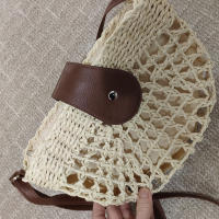 Bolso de paja para mujer, bandolera semicircular hecha a mano de ratán, bolso de mano para viaje y playa - details 2
