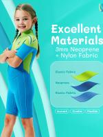Traje de baño de una pieza de manga corta para niñas, con cremallera frontal, cómodo y elástico, para nadar en la piscina - details 2