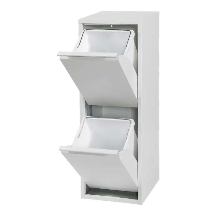 Organizador de Cocina Sollentuna Cubo de Basura 2x14 L Instalación Murál Metal Plástico 93x33x25cm - 1