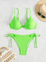 Nuevo traje de baño sexy con espalda descubierta y soporte de acero dividido de Yiyong, bikini con cordones de color sólido para mujer - details 36