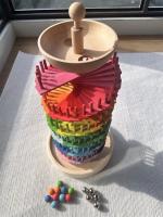Arcoíris de alta calidad para niños, juguetes educativos con música que suena, montaje de pétalos de madera y bolas de canicas - details 8