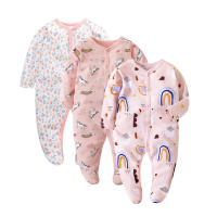 Peleles de algodón para bebés y niños, ropa de una pieza de manga larga con estampado bonito, ropa de primavera, 3 unidades por lote - details 0