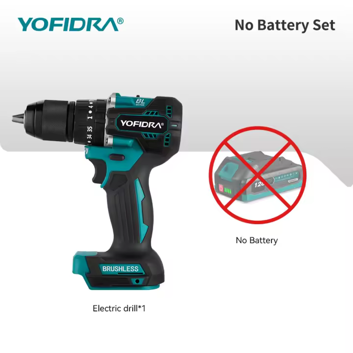 YOFIDRA-taladro de impacto eléctrico sin escobillas, herramienta de destornillador eléctrico eficiente inalámbrico para batería Makita de 18V-21V, 13mm, 35 + 3 Torques - 1
