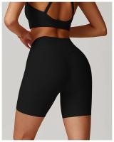 Pantalones cortos deportivos de cintura alta para Fitness, pantalones cortos de Yoga, ajustados, transpirables, de cinco botones - details 16