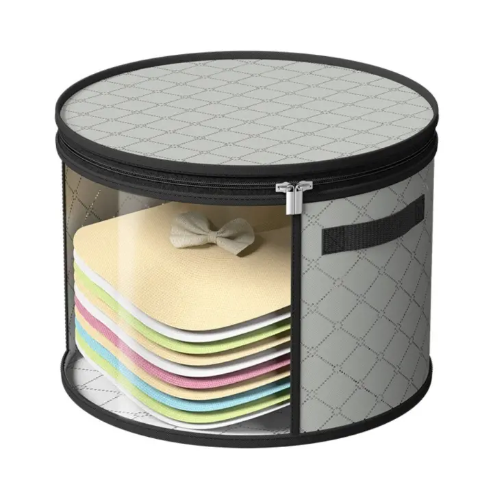 Cubo de almacenamiento plegable para sombreros, bolsa de almacenamiento para sombreros con ala transparente de gran capacidad, bolsa de almacenamiento transparente a prueba de humedad para ropa, sombrero, bolsa de almacenamiento de juguetes - 1