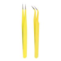 KADS Pinzas rectas y curvadas de acero inoxidable, 2 piezas, herramientas para manicura, diamantes de imitación, lentejuelas - details 4