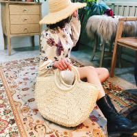 Bolsos de paja con forma de luna para mujer, bolso de mimbre tejido Vintage hecho a mano, ideal para playa, Verano - details 13