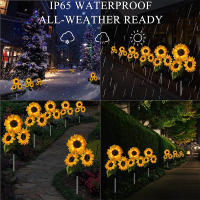 Luces solares para decoración de jardín al aire libre, paquete de 2 luces solares para jardín con 4 luces de girasol, luces solares impermeables para exteriores - details 2