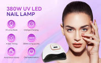 Lámpara de uñas LED UV de 380 W, luz de esmalte de gel para secador de uñas profesional con 81 cuentas, luz de uñas UV con 4 configuraciones de temporizador, secador LED de gel de curado de esmalte de uñas con sensor automático - details 0