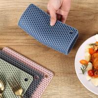 Mantel Individual cuadrado de silicona resistente al calor para cazuela, estera aislante antideslizante a prueba de fugas, posavasos de silicona para secado de vajilla - details 6
