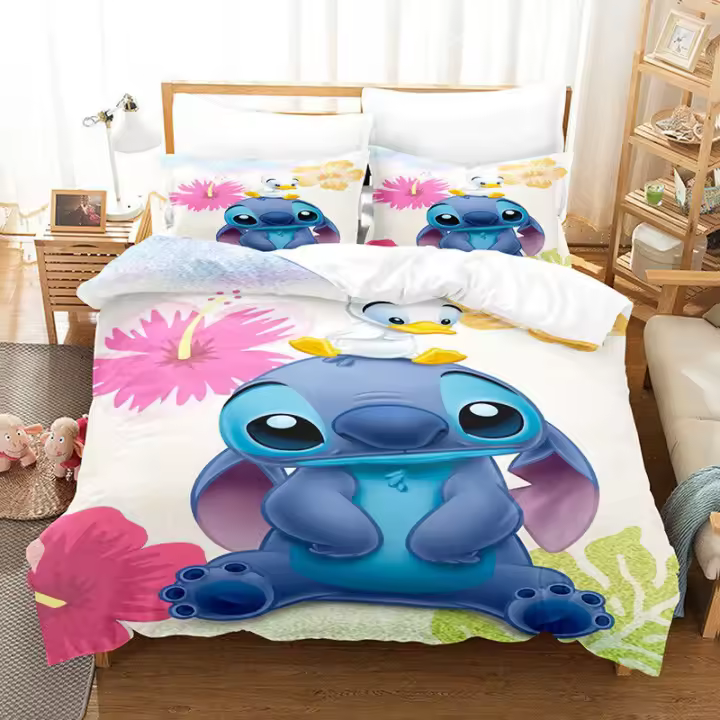 Lilo Stitch-Juego de edredón de tamaño completo para niños, colcha cómoda y colorida, impresión Digital 3d, multicolor - 1
